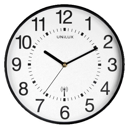 Unilux Wave radio wandklok dia 30cm zwart/wit
