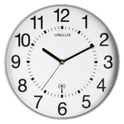 Unilux Maxi radio wandklok dia 37,5cm grijs/wit