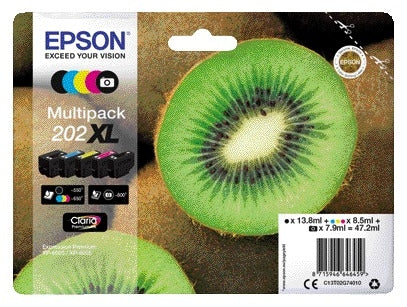 Epson 202XL T02G74 Zwart + 3 Kleuren Inktcartridge (XL/HC)