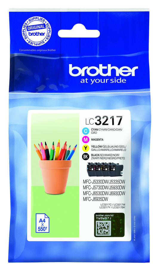 Brother LC-3217 Zwart + 3 Kleuren Inktcartridge - Multi Pack