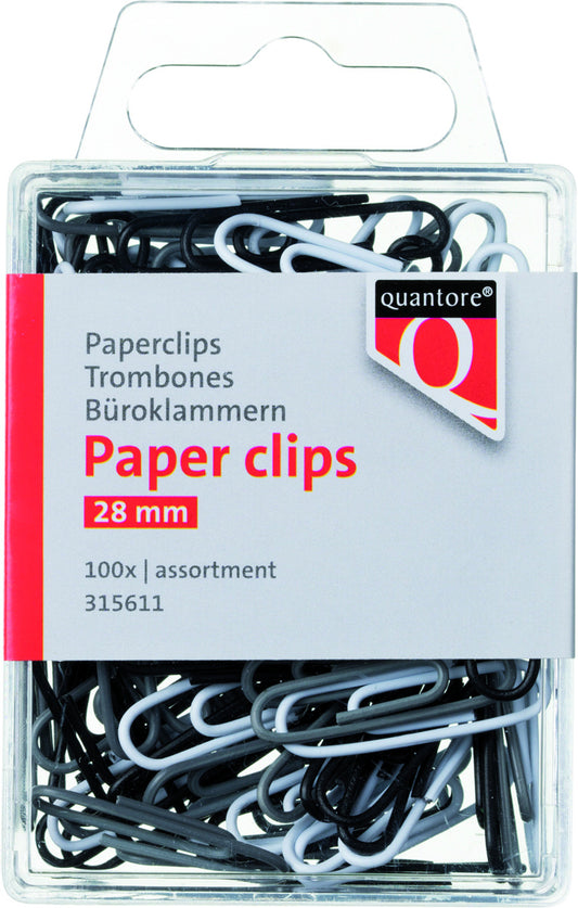 Quantore Paperclips 28mm Assorti, 100 stuks