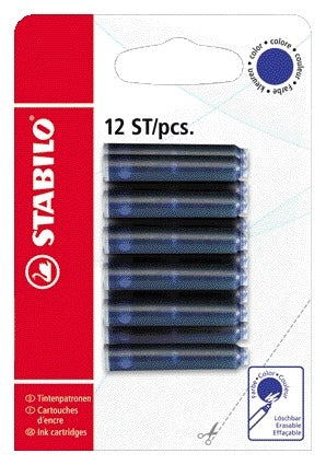 Stabilo inktpatronen blauw, uitwisbaar met Colorkiller Point 88
