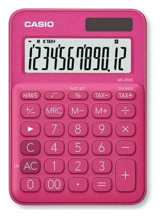 Casio MS-20UC Rood 12-Cijferige Zakelijke Rechener