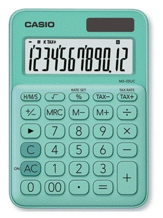 Casio MS-20UC Groen 12-Cijferige Rekenmachine