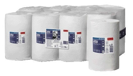 Poetspapier Tork Wiping M1 mini 2-lags wit 74,9 m - 2