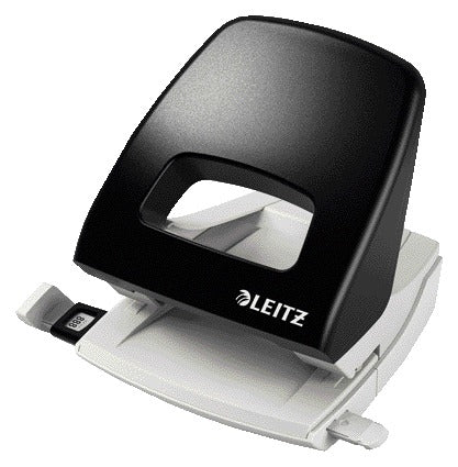 Perforator Leitz Nexxt bureau 25 vel zwart, met schaal en opvangbak