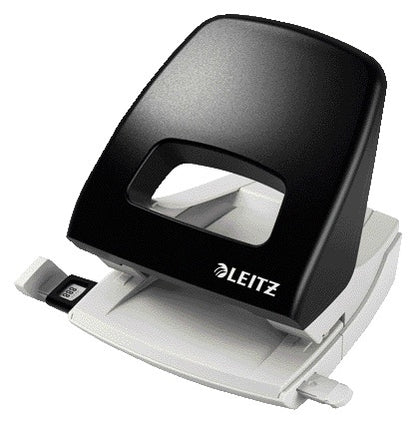 Perforator Leitz Nexxt bureau 25 vel zwart, met schaal en opvangbak