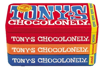 Tony Chocolonely Puur Melk en Karamel Zeezout Reep