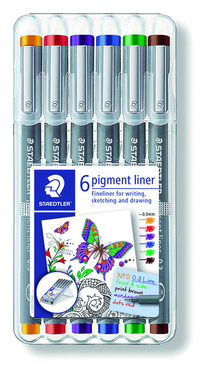 Staedtler pigment 308 fineliner 0,3 mm zwart, 6 stuks