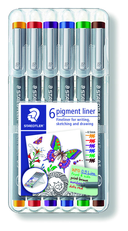 Staedtler pigment 308 fineliner 0,5 mm zwart, 6 stuks
