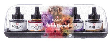 Ecoline Inktset met Pipet, 5 Kleuren 30ml, Helder en Briljant