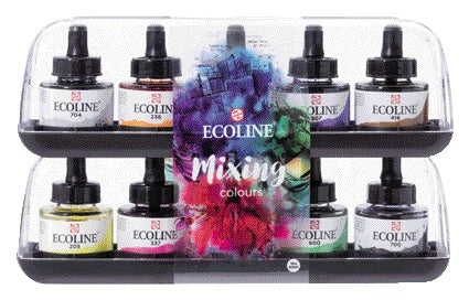 Ecoline Inkt Mixing Set, 10 Kleuren 30ml, Voor Creatieve Toepassingen