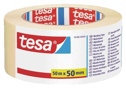 Tesa Economy Afplaktape 50mmx50m Geel, universeel