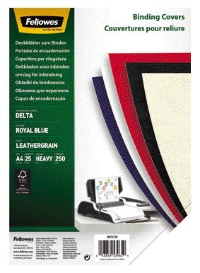 Voorblad Fellowes A4 lederlook royal blauw 250gr