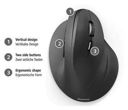 Verticale draadloze muis Hama EMW-500, zwart - 3