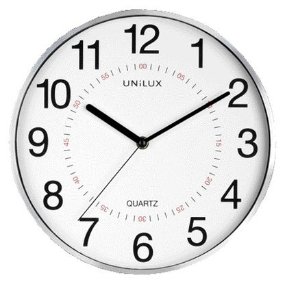 Wandklok Unilux Aria, 28,5 cm diameter, Zilvergrijs/Wit