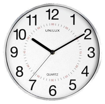 Wandklok Unilux Aria, 28,5 cm diameter, Zilvergrijs/Wit