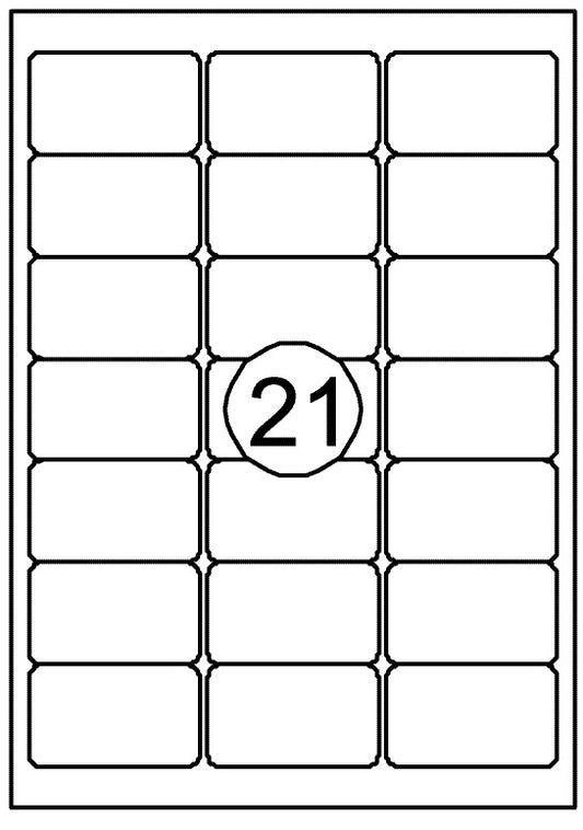 Zelfklevende etiketten 63.5x38.1mm, 2100 stuks op A4-vellen