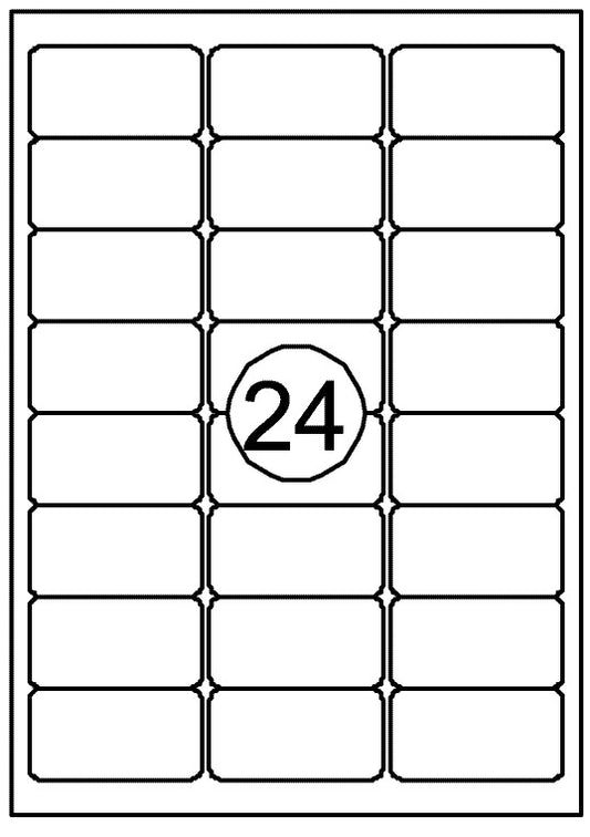 Quantore zelfklevende etiketten 63,5x33,9mm, 2400 stuks