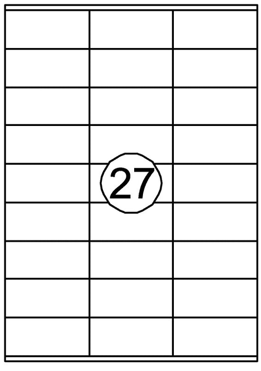 Zelfklevende etiketten 70x32mm, 2700 stuks op A4-vellen