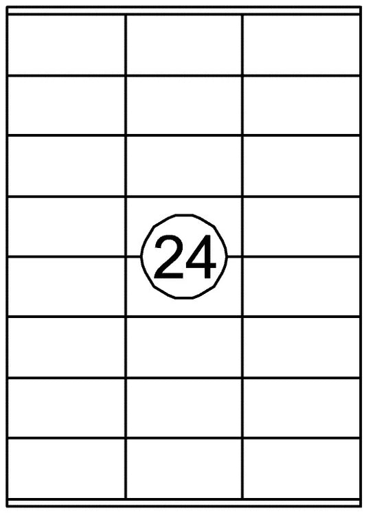 Zelfklevende etiketten 70x36mm, 2400 stuks op A4-vellen