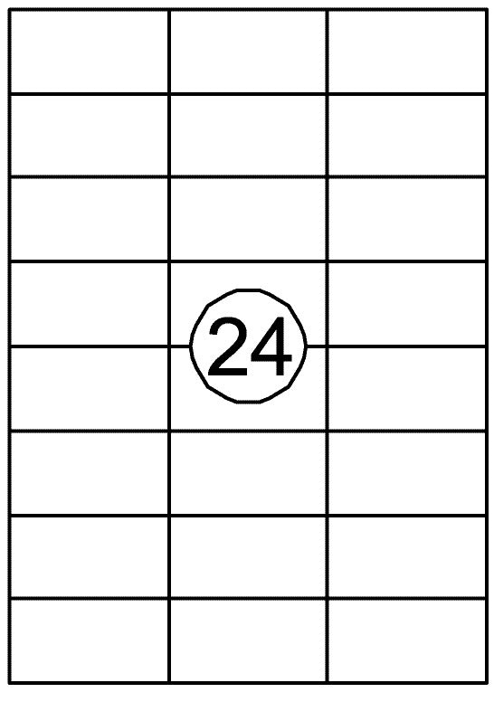 Zelfklevende etiketten 70x37mm, 2400 stuks op A4-vellen
