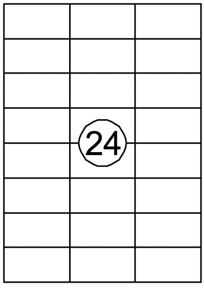Zelfklevende etiketten 70x37mm, 2400 stuks op A4-vellen