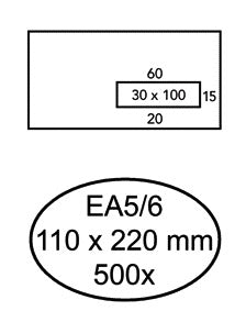 Envelop Quantore venster EA5/6 80-120 g/m² vl30 40x110 mm, wit