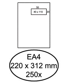 Hermes Akte Envelop 229x312mm, Wit, Zelfklevend, 250 Stuks