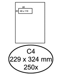 Hermes akte C4P vl 4x11 envelop 120g zelfklevend wit 250 stuks