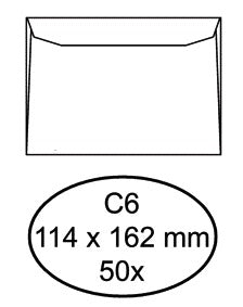 Envelop Hermes bank C6 114x162 80g wit, FSC-gecertificeerd, 50 stuks