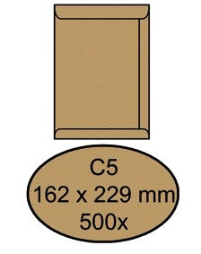 Quantore akte envelop C5 162x229mm bruin kraft 90g/m²