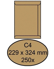 Envelop Quantore akte C4 229x324mm 90g/m² kraftpapier met gegomde klep