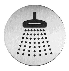 Informatiebord Pictogram Douche Ø 83 mm Geborsteld RVS