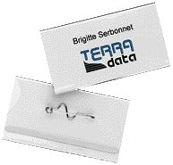 Durable acryl badge 40x75mm met speld, met insteekkaart