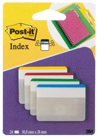 Post-it IndexTabs 686F1 Sterk recht 38x50.8mm assorti