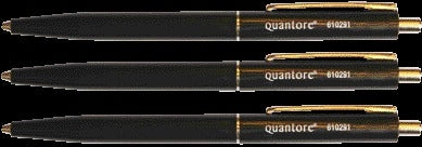 Balpen Quantore drukknop met metalen clip zwart