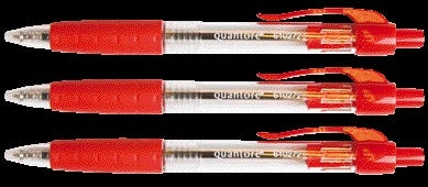 Balpen Quantore rubberen grip drukknop rood