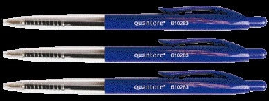 Balpen Quantore drukknop blauw met kunststof clip - 2