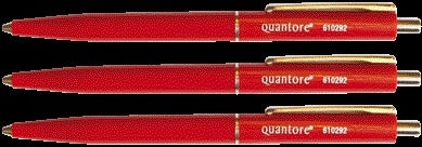 Balpen Quantore drukknop met metalen clip rood