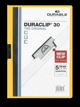 Durable Klemmap A4 geel, 3mm capaciteit, metalen klem