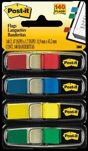 Post-it Indextabs 6834 11.9x43.1mm, assorti, 4 kleuren